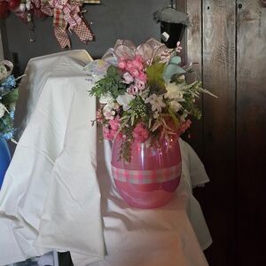 Pink Floral Arrangement with Ribbon Accents